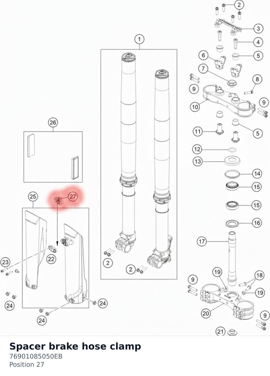 Diagram preview: Spacer brake hose clamp (76901085050EB)