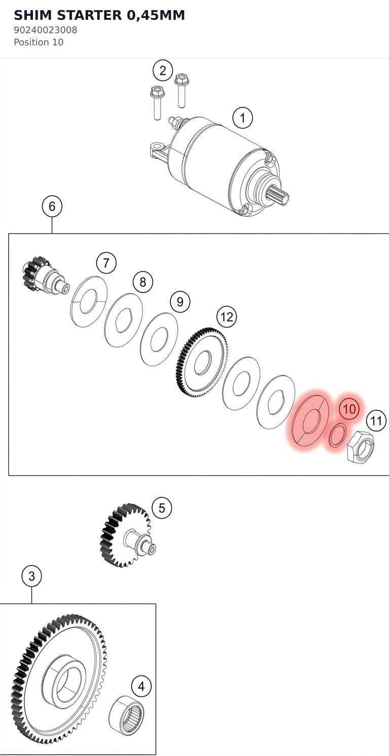 Diagram preview: SHIM STARTER 0,45MM (90240023008)