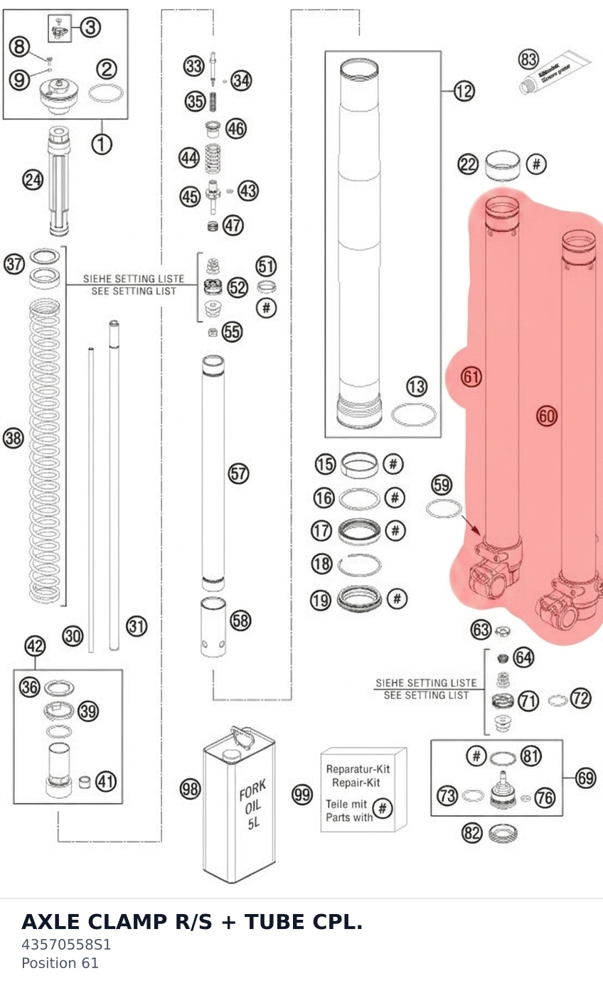 Diagram preview: AXLE CLAMP R/S + TUBE CPL. (43570558S1)