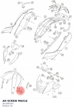 Diagram preview: AH SCREW M6X16 (J912060163)