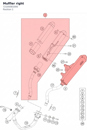 Diagram preview: Muffler right (72105081000)