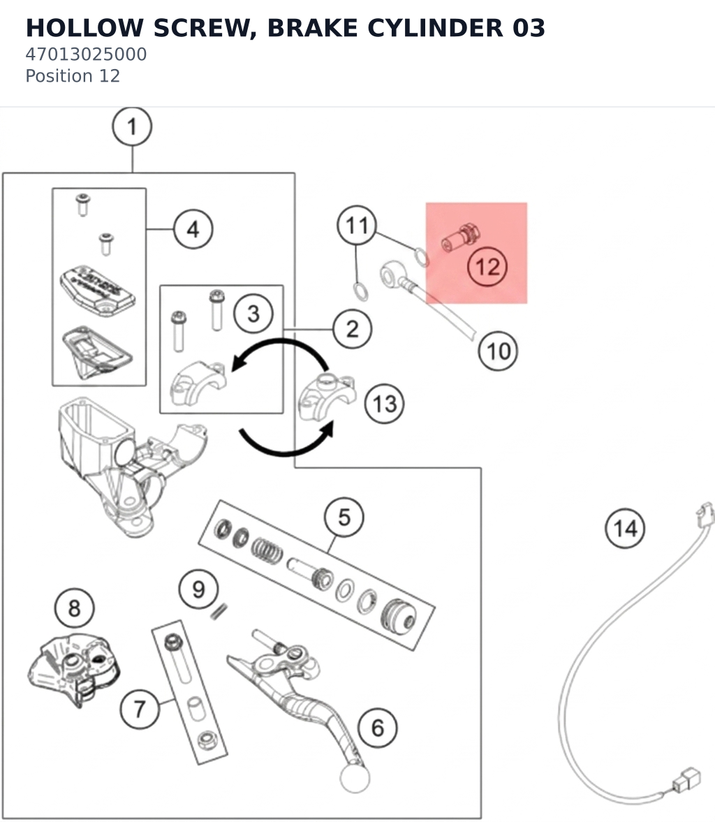 Diagram preview: HOLLOW SCREW, BRAKE CYLINDER 03 (47013025000)