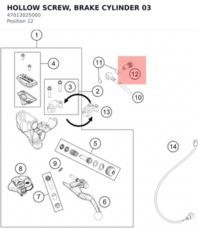Diagram preview: HOLLOW SCREW, BRAKE CYLINDER 03 (47013025000)