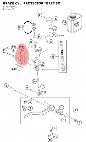 Diagram preview: BRAKE CYL. PROTECTOR ''BREMBO' (54513038000)