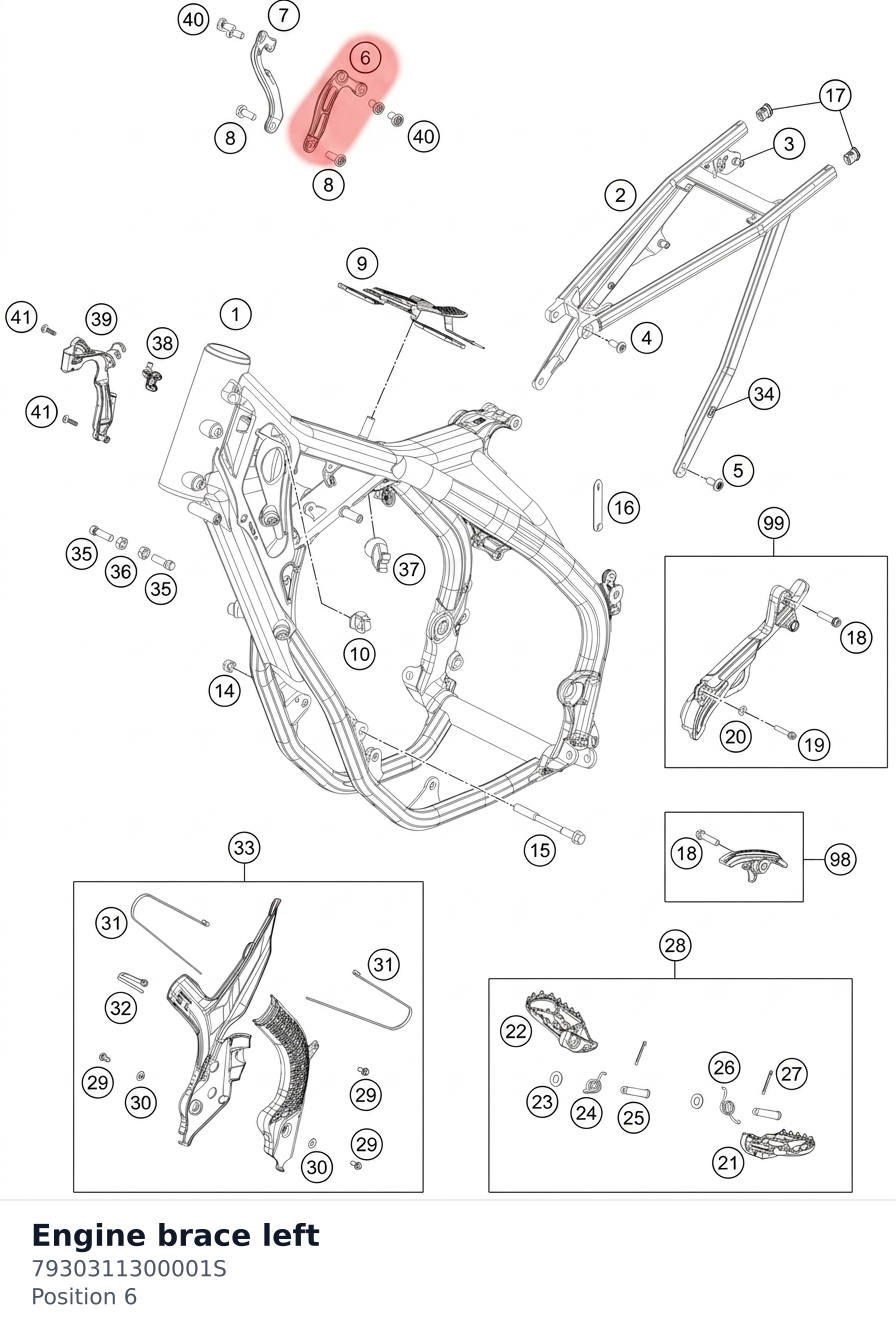 Diagram preview: Engine brace left (7930311300001S)