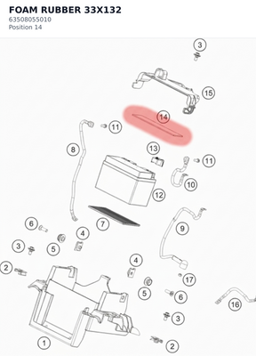 Diagram preview: FOAM RUBBER 33X132 (63508055010)
