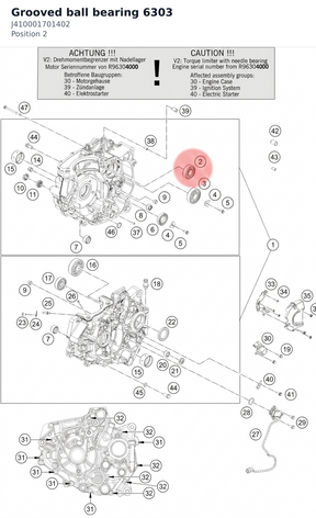 Diagram preview: Grooved ball bearing 6303 (J410001701402)