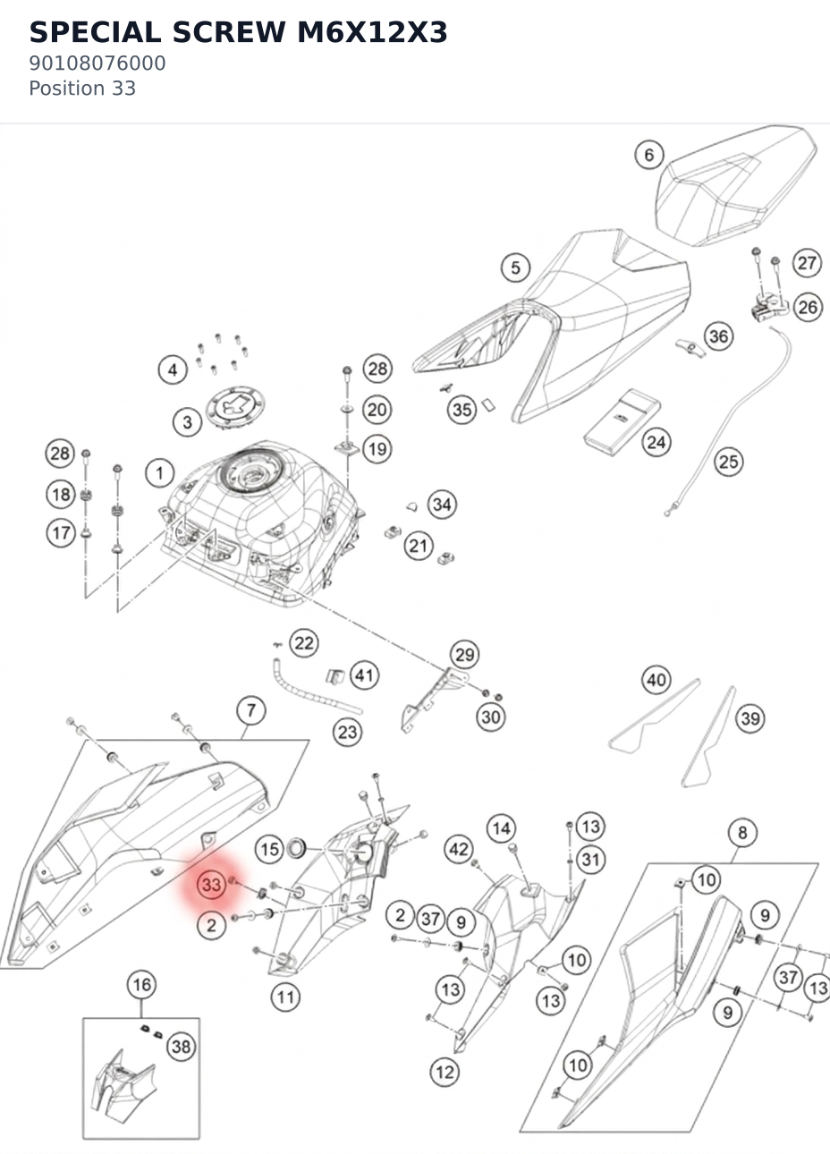 Diagram preview: SPECIAL SCREW M6X12X3 (90108076000)