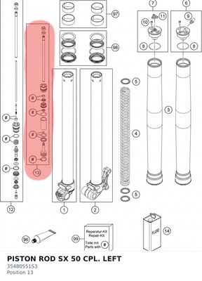 Diagram preview: PISTON ROD SX 50 CPL. LEFT (35480551S3)
