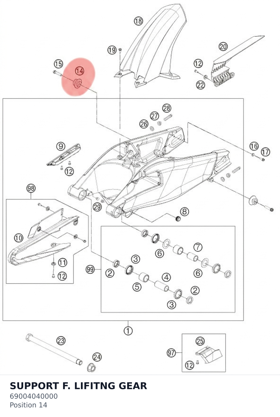 Diagram preview: SUPPORT F. LIFITNG GEAR (69004040000)