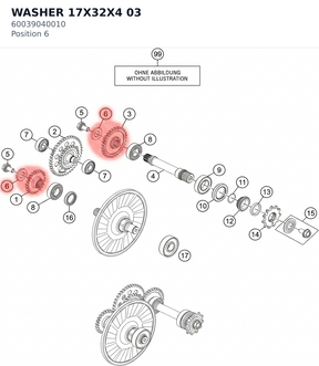 Diagram preview: WASHER  17X32X4             03 (60039040010)