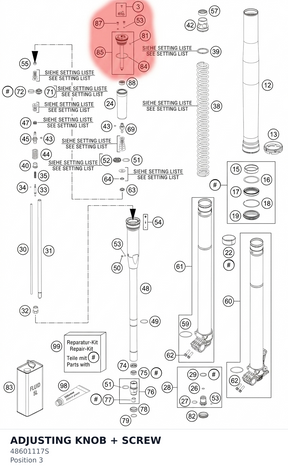 Diagram preview: ADJUSTING KNOB + SCREW (48601117S)
