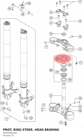 Diagram preview: PROT. RING STEER. HEAD BEARING (69001086100)