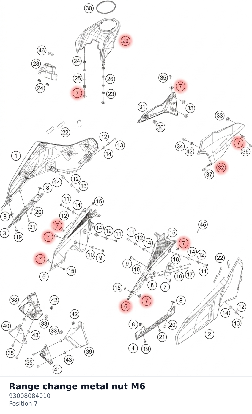 Diagram preview: Range change metal nut M6 (93008084010)