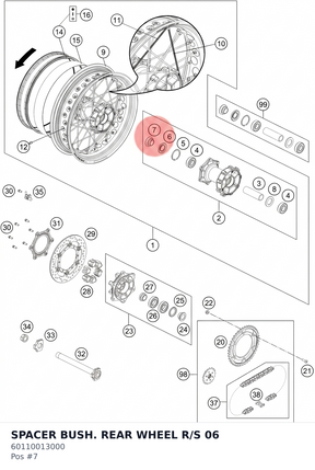 Diagram preview: SPACER BUSH. REAR WHEEL R/S 06 (60110013000)