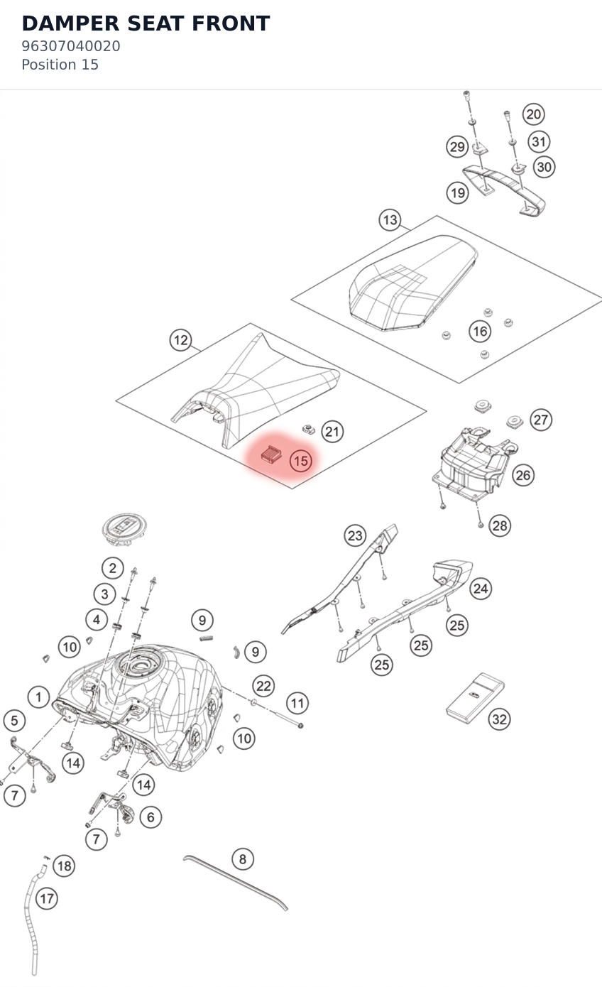Diagram preview: DAMPER SEAT FRONT (96307040020)
