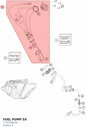 Diagram preview: FUEL PUMP SX (77707088100)