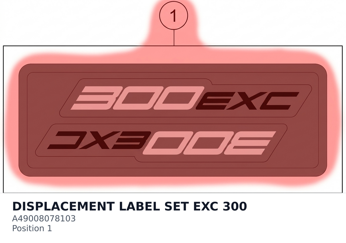 Diagram preview: DISPLACEMENT LABEL SET EXC 300 (A49008078103)