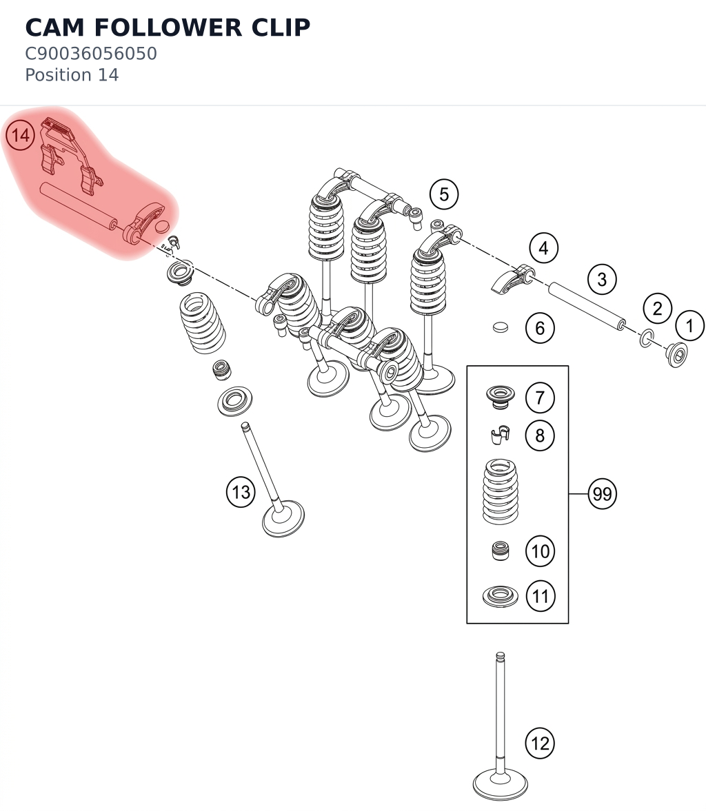 Diagram preview: CAM FOLLOWER CLIP (C90036056050)