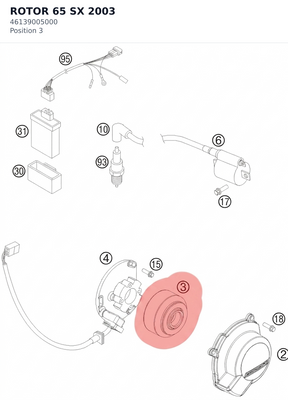 Diagram preview: ROTOR 65 SX 2003 (46139005000)