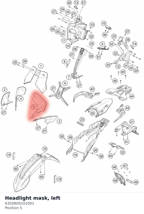 Diagram preview: Headlight mask, left (6350800101001)