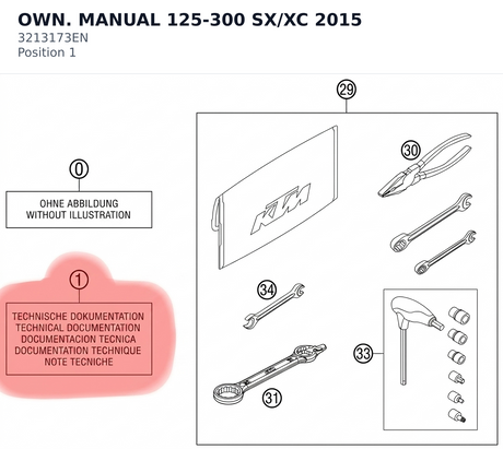 Diagram preview: OWN. MANUAL 125-300 SX/XC 2015 (3213173EN)