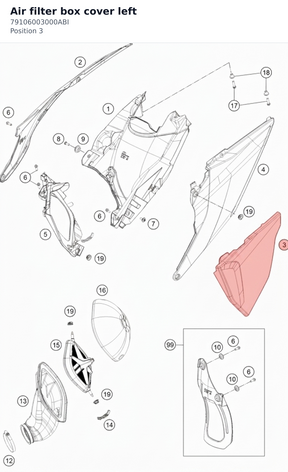 Diagram preview: Air filter box cover left (79106003000ABI)