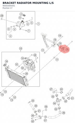 Diagram preview: BRACKET RADIATOR MOUNTING L/S (90503005001)