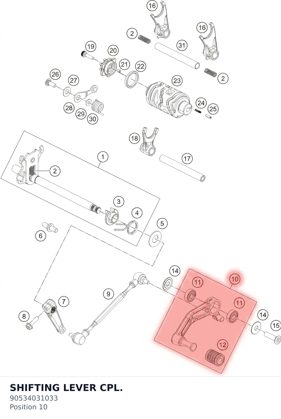 Diagram preview: SHIFTING LEVER CPL. (90534031033)