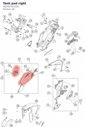 Diagram preview: Tank pad right (A62407011020)