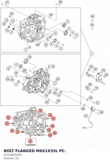Diagram preview: BOLT FLANGED M6X1X35L PC. (J025060350S)