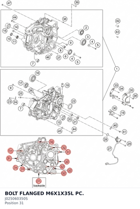 Diagram preview: BOLT FLANGED M6X1X35L PC. (J025060350S)