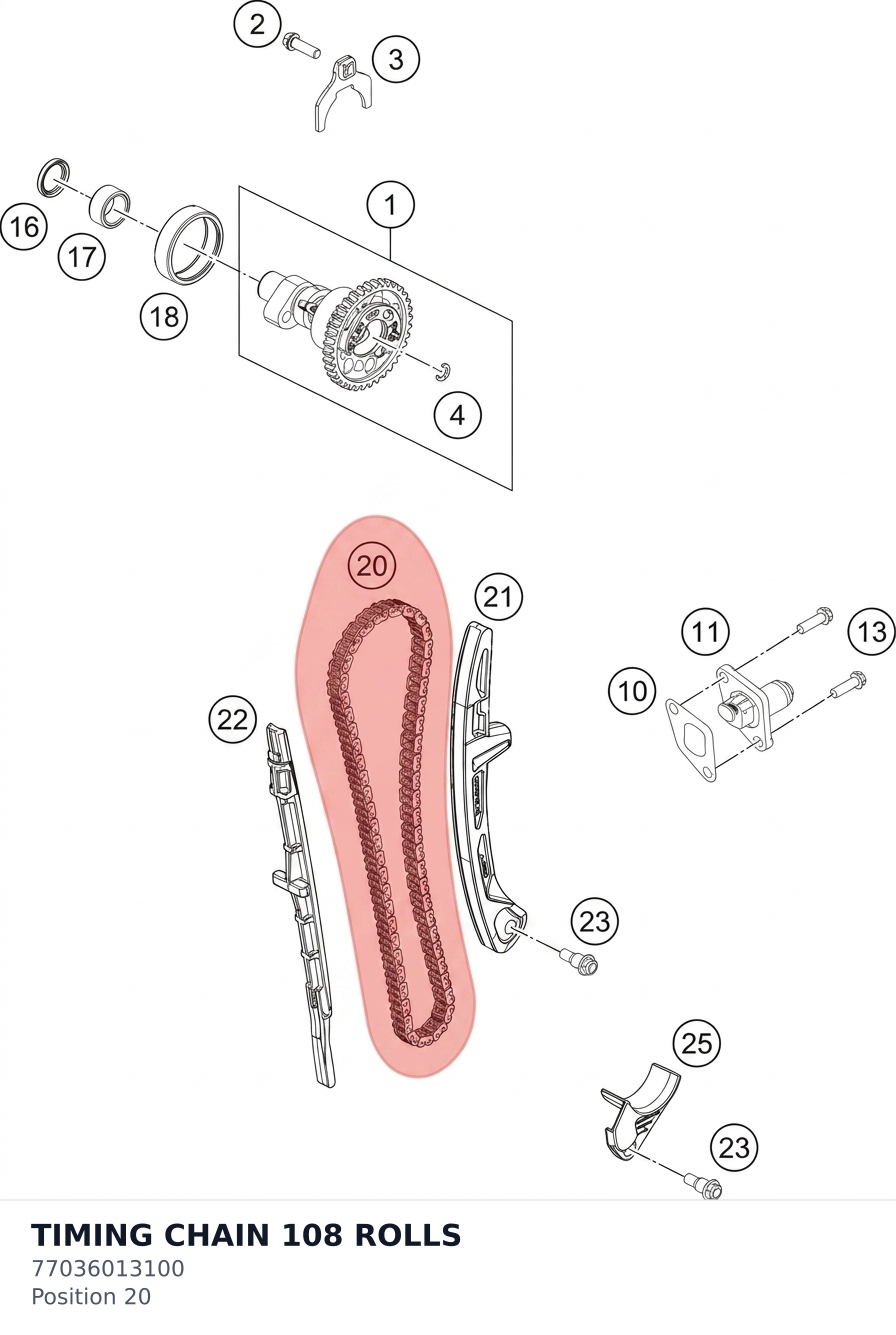 Diagram preview: TIMING CHAIN 108 ROLLS (77036013100)