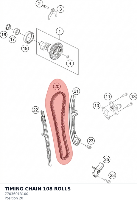 Diagram preview: TIMING CHAIN 108 ROLLS (77036013100)