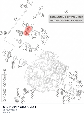 Diagram preview: OIL PUMP GEAR 20-T (75038001020)