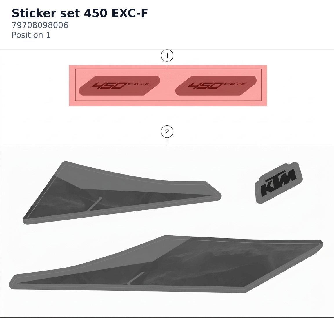 Diagram preview: Sticker set 450 EXC-F (79708098006)