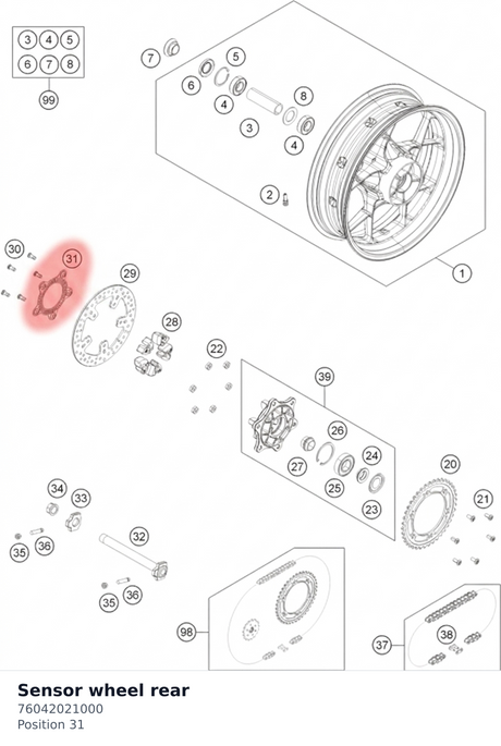 Diagram preview: Sensor wheel rear (76042021000)