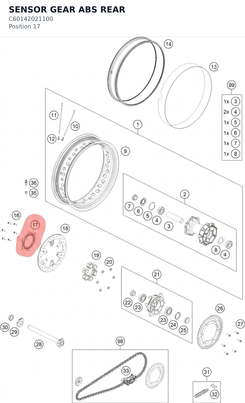 Diagram preview: SENSOR GEAR ABS REAR (C60142021100)