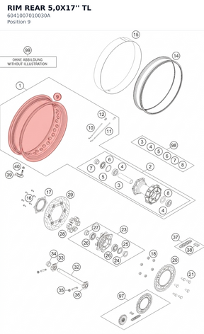 Diagram preview: RIM REAR 5,0X17'' TL (6041007010030A)