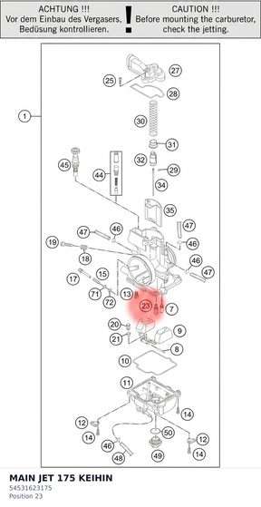 Diagram preview: MAIN JET 175 KEIHIN (54531623175)