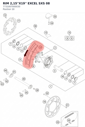 Diagram preview: RIM 2,15''X19'' EXCEL SXS     08 (7731007000030)