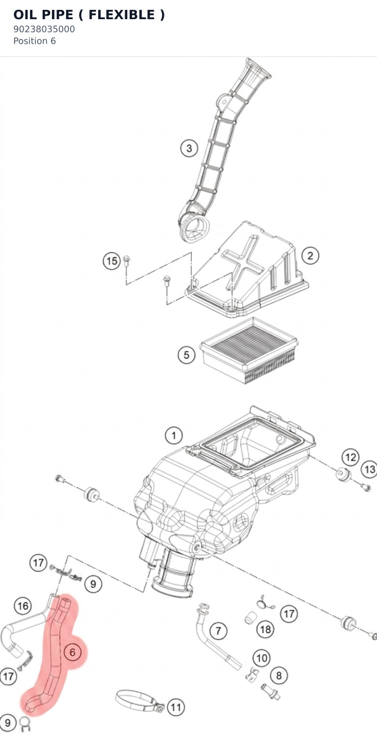 Diagram preview: OIL PIPE ( FLEXIBLE ) (90238035000)