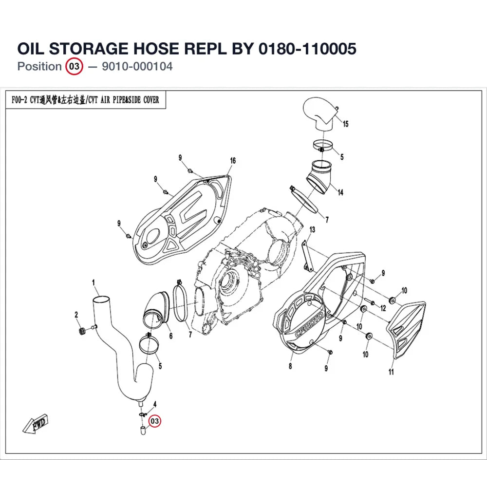 OIL STORAGE HOSE REPL BY 0180-110005 product image