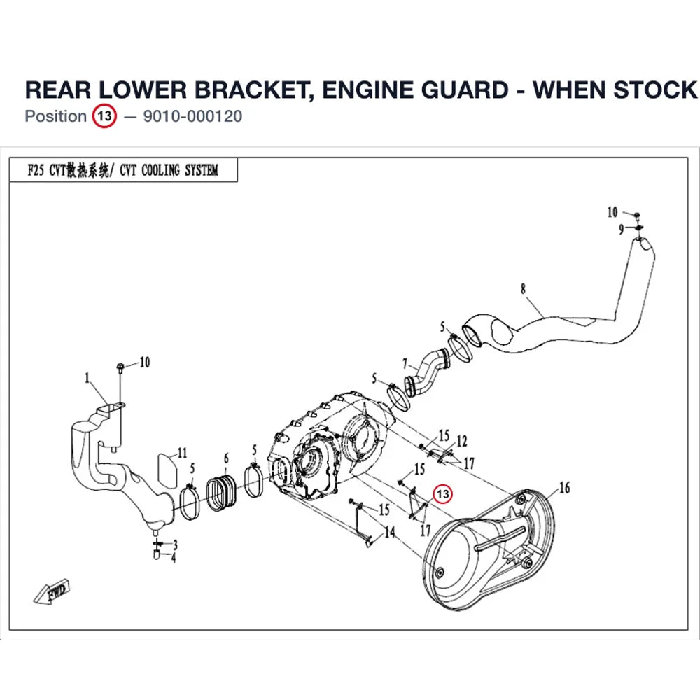 REAR LOWER BRACKET, ENGINE GUARD - WHEN STOCK IS 0 THIS ITEM IS NO LONGER AVAILABLE product image