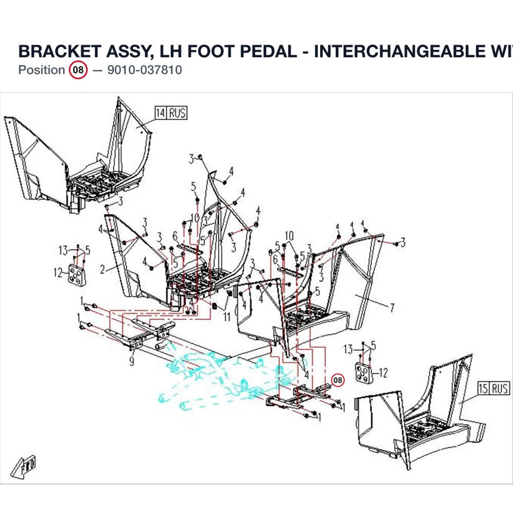 BRACKET ASSY, LH FOOT PEDAL - INTERCHANGEABLE WITH  9010-030020 product image