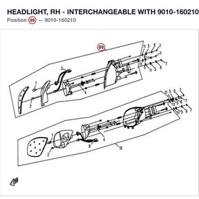 HEADLIGHT, RH - INTERCHANGEABLE WITH  9010-160210-A000 product image