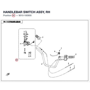 HANDLEBAR SWITCH ASSY, RH product image