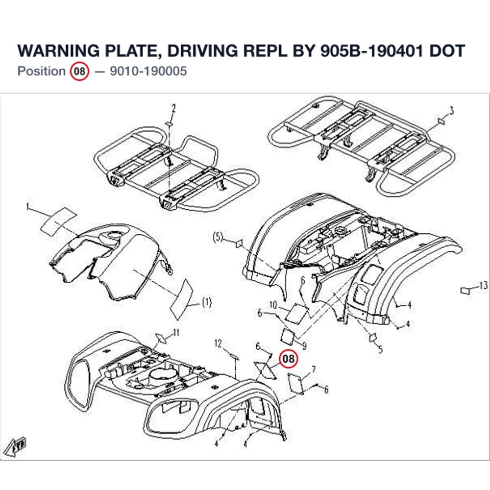 WARNING PLATE, DRIVING REPL BY 905B-190401 product image