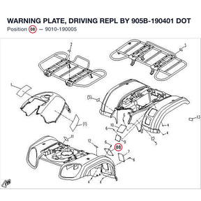 WARNING PLATE, DRIVING REPL BY 905B-190401 product image