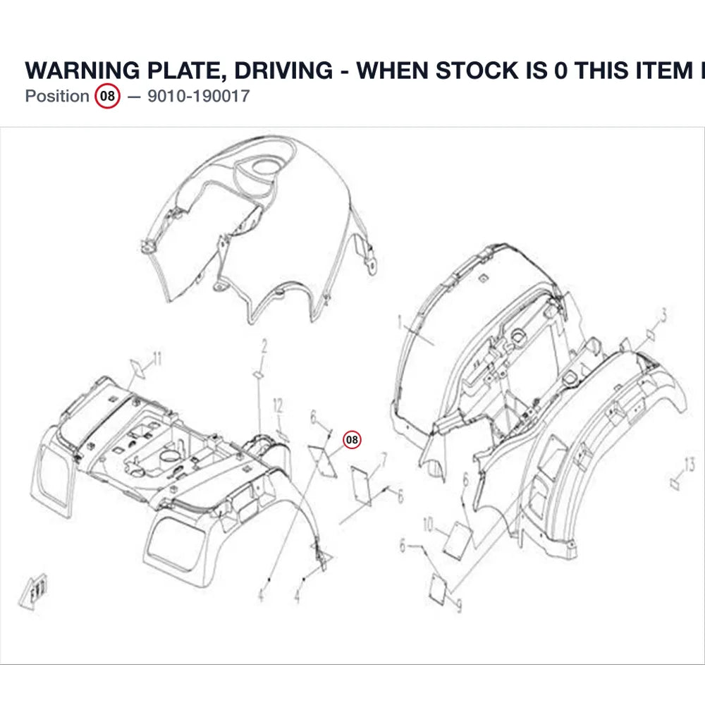 WARNING PLATE, DRIVING - WHEN STOCK IS 0 THIS ITEM IS NO LONGER AVAILABLE product image